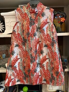 Buru Medium M sleeveless metallic printed brocade dress